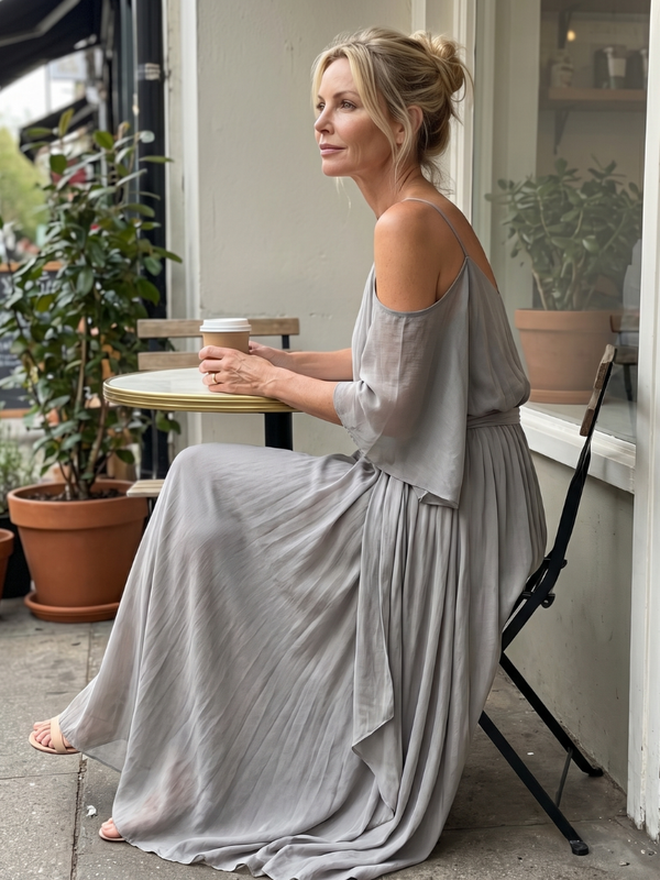 Marisol | Layered Draped Off-the-Shoulder Top and Wide-Leg Pants Set™