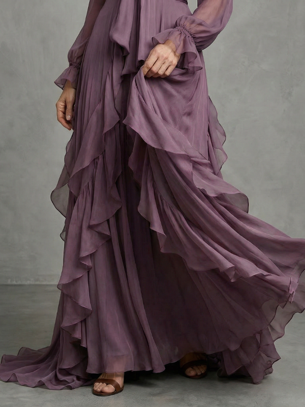 Demetria | Tiered Maxi Dress with Halter Neck and Ruffles™