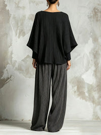 LUCIA | PLEATED BATWING TOP & WIDE-LEG PANTS SET