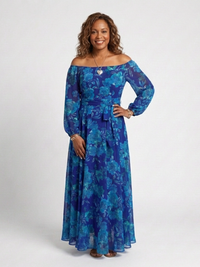 Violet & Grace | Floral Off-Shoulder Maxi Dress