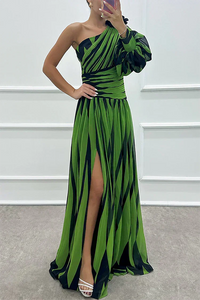 Violet & Grace | Elegant One-Shoulder Striped Maxi Dress™