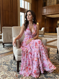 Nori | Floral Halter Neck Maxi Dress with Ruched Bust™