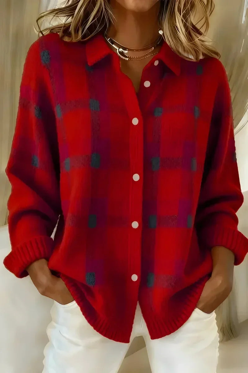 Brittany | Soft Plaid Cardigan with Buttons™