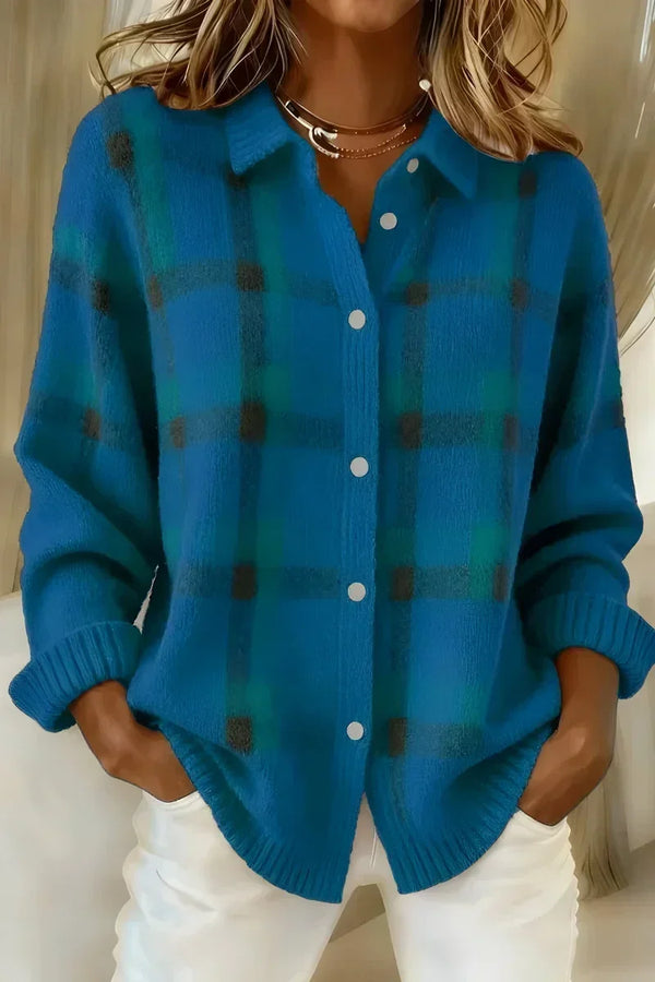 Kelsey | Soft Fluffy Knit Plaid Cardigan™