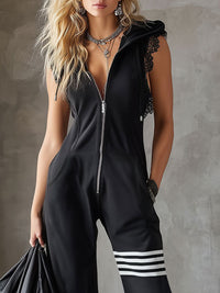 Diane | Retro Striped Hooded Jumpsuit