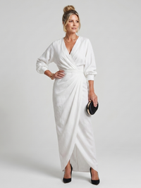 Fable | Midi Crossover Long Sleeve Dress with Overlay Skirt™