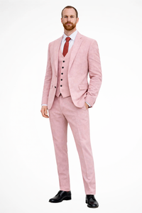 Clifton | Men Linen Three Piece Wedding Guest Suit Blazer Trousers and Waistcoat Set