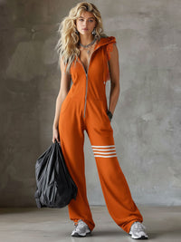 Diane | Retro Striped Hooded Jumpsuit