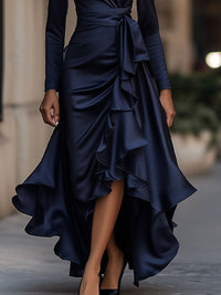 Palma | Draped Satin Maxi Dress with Ruffles™