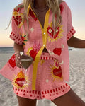 Frida | Pink Summer Set with Heart Print