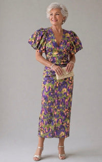 Violet & Grace | Vibrant Pleated Midi Dress™
