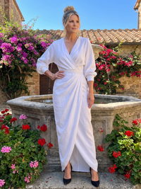 Fable | Midi Crossover Long Sleeve Dress with Overlay Skirt™