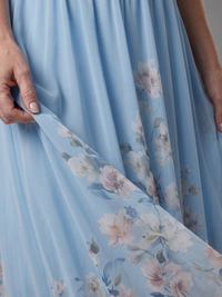 Clarissa | V-Neck Midi Dress with Delicate Floral Trim™