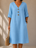 Marie | Button-Up Midi Dress with Adjustable Sleeves