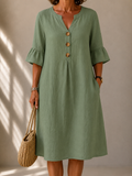 Véronique | Midi Dress with Buttons and Bell Sleeves