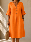 Mathilde | Midi Dress with Buttons and V-Neck