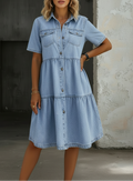 Sofia | Relaxed and elegant light blue denim dress