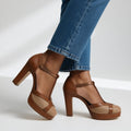 Emily | Comfortable Women's Heels in Brown and Beige