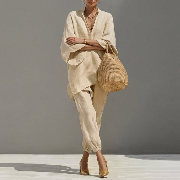 Marine | V-Neck Two-Piece Casual Set