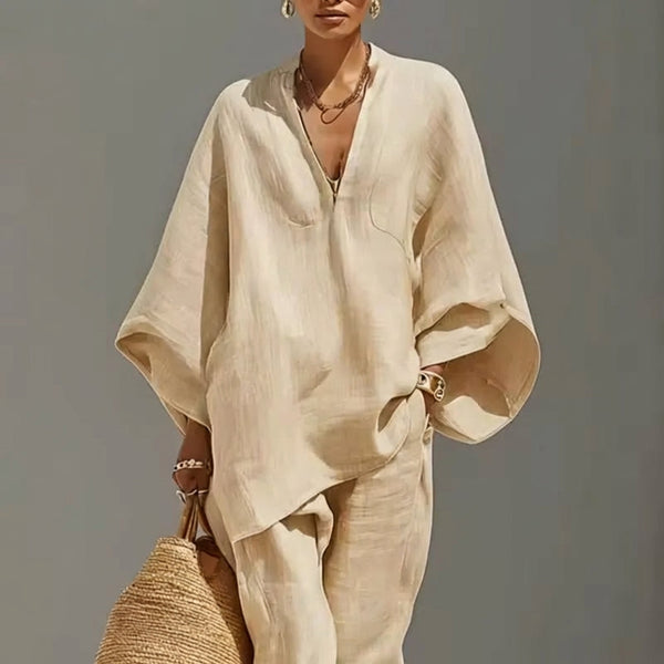 Marine | V-Neck Two-Piece Casual Set
