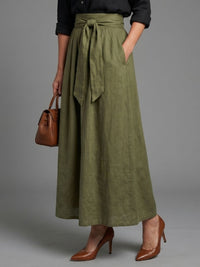 Vera | Two-Piece Set with Black Top and Olive Midi Skirt™