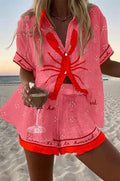 Riviera | Summer Set in Light Pink with Red Trim