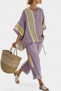 Isla | Women's Set with Lavender Top and Mustard Pants