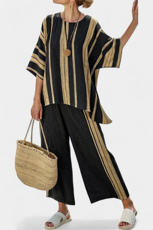 Brielle | Women's striped top and linen trousers set