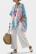 Elisea | Women's Set with Loose Linen Top and Striped Pants