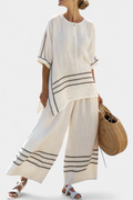 Adrielle | Women's Set with Asymmetric Striped Top