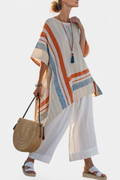 Angelina | Women's set with asymmetrical top and linen pants