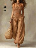 Two-Piece Set | Short Smocked Top and Palazzo Pants