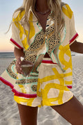 Savanna | Summer Set with Animal Print and Pink Trim
