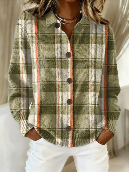 Hazel | Olive Plaid Buttoned Cardigan™