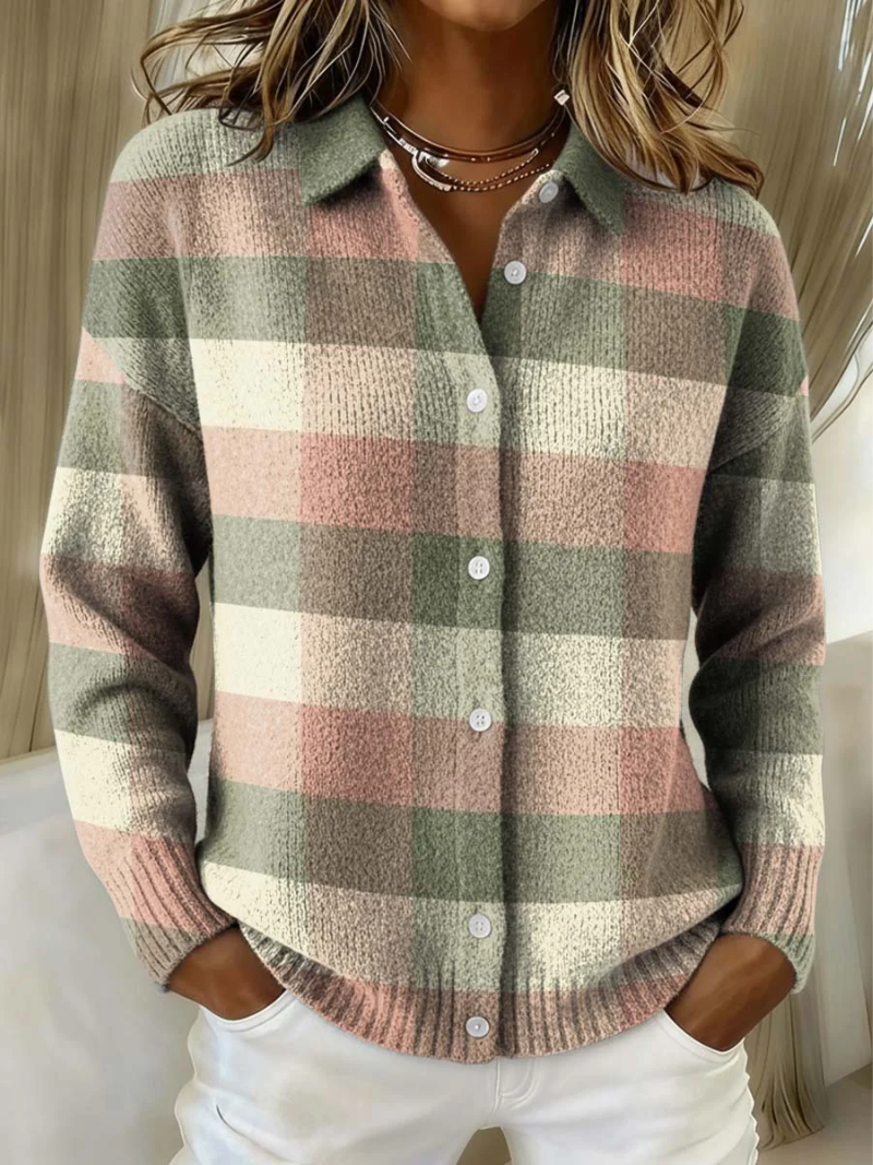 Grace | Pastel Knitted Plaid Cardigan™
