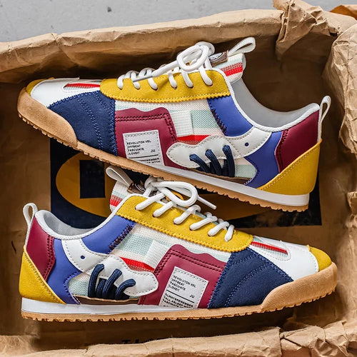 Gino | Men's Retro Sneakers with Color-Block Details