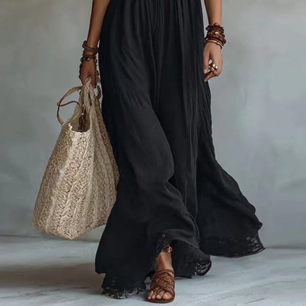 JADE | Maxi Lace Halter Dress with Open Back