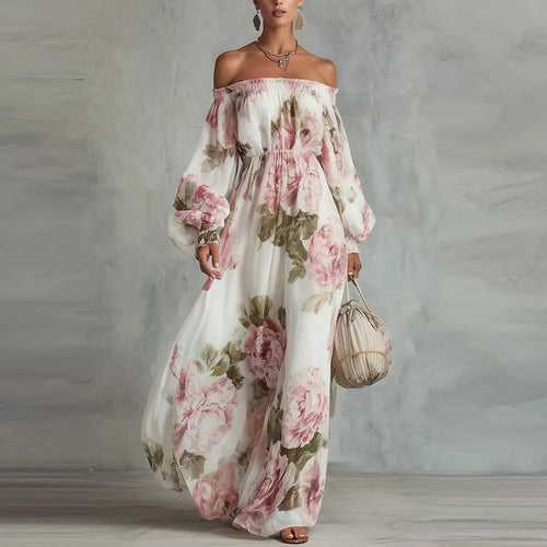 Payton | Maxi Floral Off-Shoulder Long-Sleeve Dress