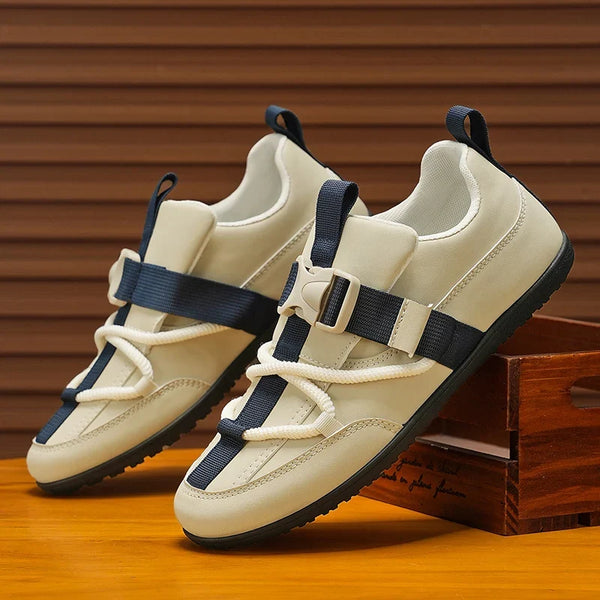 Sneakers Silvio σε μπεζ, πλάγιο πλάνο