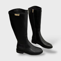 Women's Retro Tall Belted Boots with Block Heel