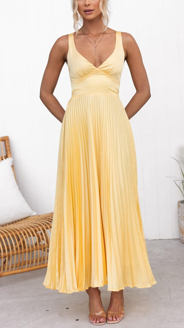 Violet & Grace | Pleated V-Neck Maxi Dress™