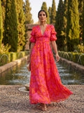 Olvera | Long Flowing V-Neck Dress with Slit