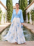 Pénélope | Maxi floral dress in light blue