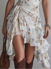 Suzon | Retro Mini Floral Dress with V-Neck and Thin Straps