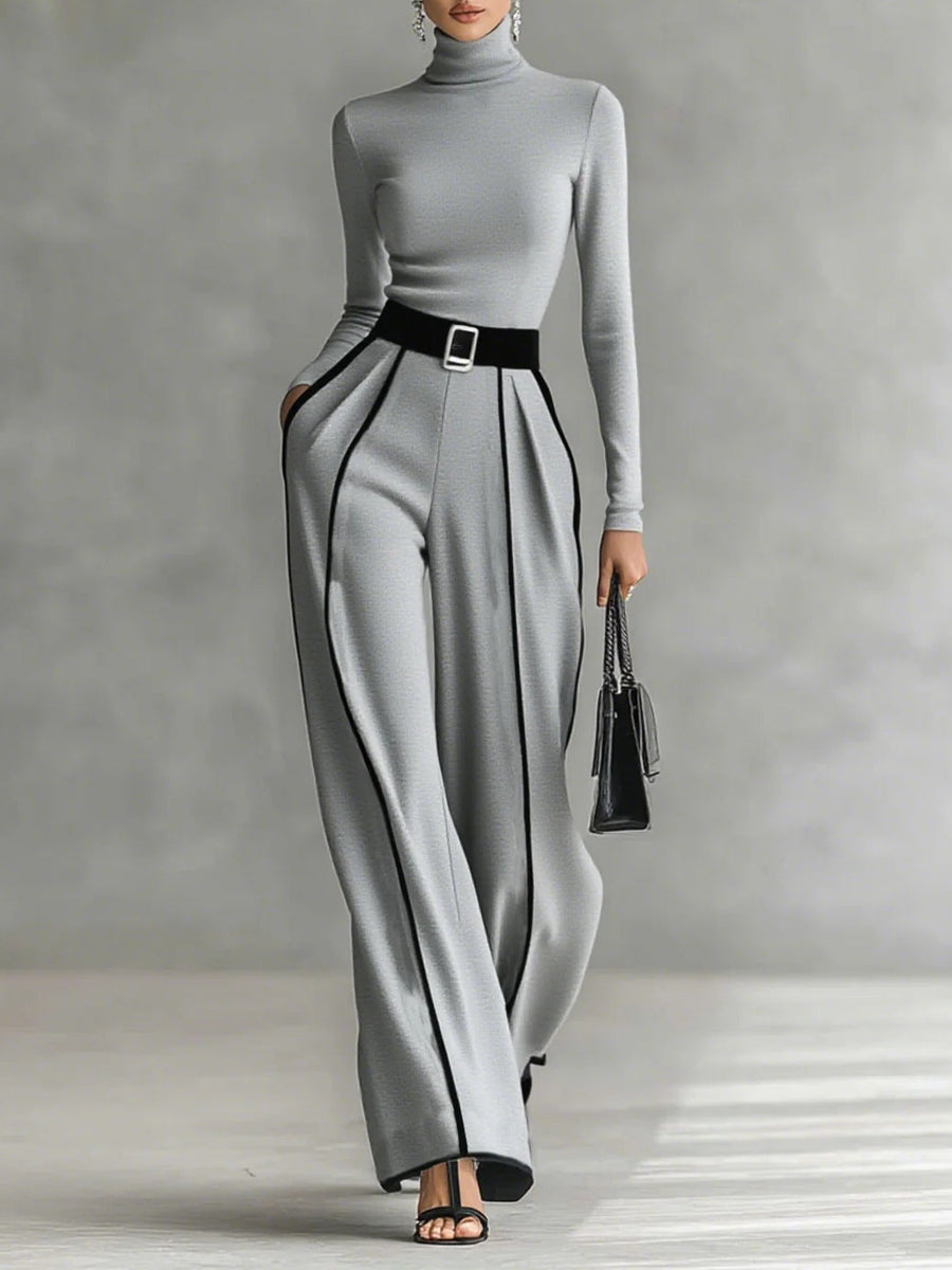 ELORA | HIGH-NECK TOP & WIDE-LEG PANTS SET