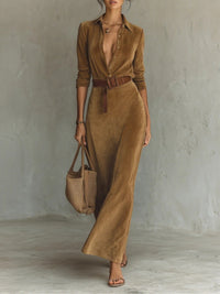 Corentine | Maxi Sweatshirt Dress with Lapel Collar