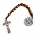 Saint Benedict | Natural Wood Pocket Rosary