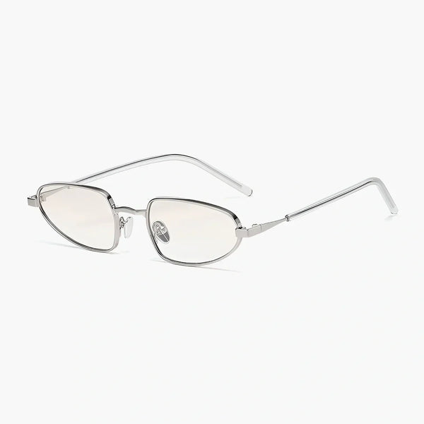Γυαλιά ηλίου Nathalie σε ασημί με διάφανους φακούς, μπροστινή όψη