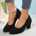 Wide Toe Pumps | Women's Block Heel Pumps in Vegan Leather