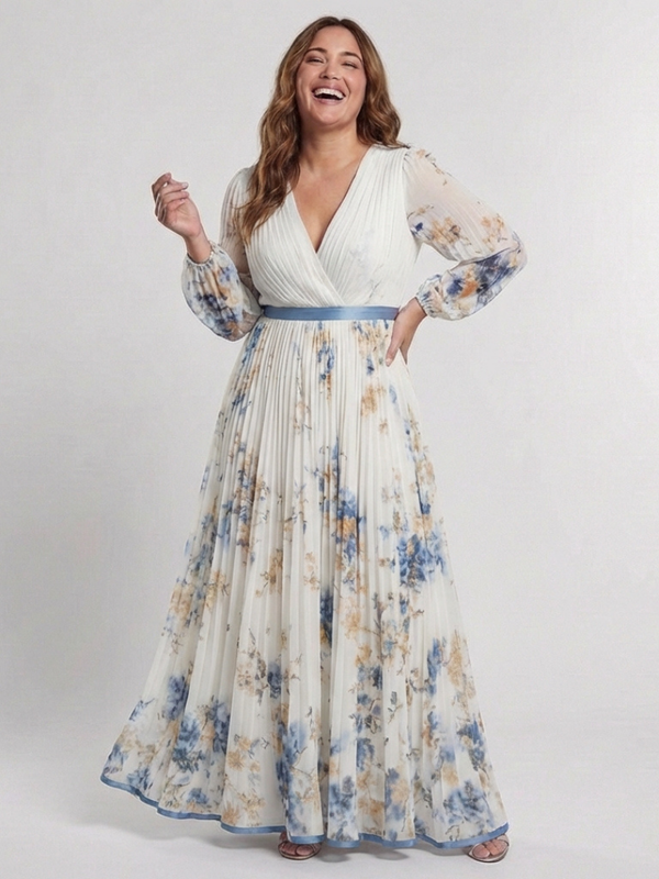 Violet & Grace | Floral Long Sleeve V-Neck Maxi Dress™